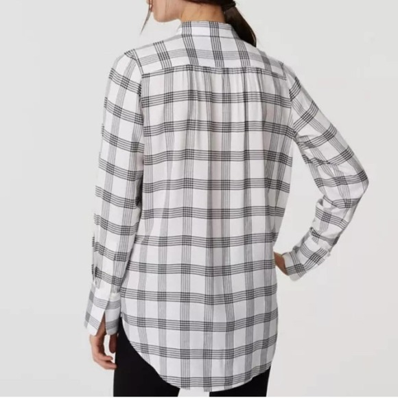LOFT Black/white windowpane Button Down Shirt S Small - Picture 2 of 8